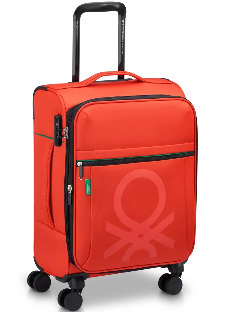 UNITED COLORS OF BENETTON  Color Block 55 Cm 4 Double Wheeled Softside Expandable Cabin Luggage Trolley Case - Red  | Best Price UAE